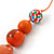 Long Orange Wood and Cotton Bead Cord Necklace - 88cm L - view 6