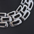 Statement Polished Square Link Choker Necklace In Rhodium Plating - 36cm Length - view 7