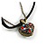 Small Filigree Red Crystal Heart With Black Suede, Bronze Tone Bead Chain - 36cm L/ 4cm Ext - view 5