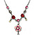Vintage Inspired Fuchsia Crystal, Pink Floral Charm Necklace In Pewter Tone Metal - 38cm Length/ 4cm Extension - view 2