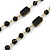 Black Glass, Ceramic Bead With Gold Tone Wire Long Necklace - 88cm L - view 4