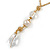 2 Strand Gold Tone Chain With Faux Pearl and Transparent Acrylic Bead Tassel Necklace - 66cm L/ 10cm Tassel/ 8cm Ext - view 8