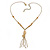 Vintage Inspired Butterfly, Simulated Pearl, Chain Tassel Necklace - 45cm L/ 5cm Ext/ 8cm Tassel - view 3
