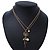 Gold Plated Double Chain Floral Medallion With Beaded Tassel Necklace - 38cm Length/ 6cm Extension - view 6