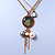 Gold Plated Double Chain Floral Medallion With Beaded Tassel Necklace - 38cm Length/ 6cm Extension - view 8