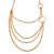 Gold Plated Layered Oval Link Asymmetrical Necklace - 86cm L - view 3