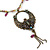 Vintage Inspired Bronze Tone Filigree Round Pendant, With Beaded Suede Chains - 38cm Length/ 8cm Extender - view 3