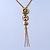 Gold Tone Crystal Tassel Necklace - 38cm Length/ 6cm Extension - view 6