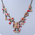 Vintage Inspired Light Coral Crystal, Enamel Flowers, Freshwater Pearls Charm Necklace In Bronze Tone - 38cm Length/ 8cm Extension - view 8