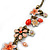 Vintage Inspired Light Coral Crystal, Enamel Flowers, Freshwater Pearls Charm Necklace In Bronze Tone - 38cm Length/ 8cm Extension - view 5