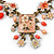 Vintage Inspired Light Coral Crystal, Enamel Flowers, Freshwater Pearls Charm Necklace In Bronze Tone - 38cm Length/ 8cm Extension - view 6