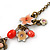 Vintage Inspired Light Coral Crystal, Enamel Flowers, Freshwater Pearls Charm Necklace In Bronze Tone - 38cm Length/ 8cm Extension - view 13