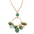 Green/ Olive Semiprecious Stone Charm Pendant With 50cm L/ 7cm Ext Gold Tone Chain