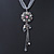 Crystal Flower Pendant With Charms With Silver Tone Chain & White Organza Ribbon - 38cm Length/ 7cm Extension - view 6