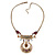 Vintage Inspired Filigree, Purple Stone, Freshwater Pearl Necklace In Gold Tone Metal - 36cm Length/ 4cm Extension - view 2