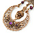 Vintage Inspired Filigree, Purple Stone, Freshwater Pearl Necklace In Gold Tone Metal - 36cm Length/ 4cm Extension - view 5