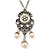 Vintage Inspired Beaded, Crystal Filigree Pendant With 40cm L/ 5cm Ext Silver Tone Chain