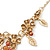 Beige Enamel Flower, Leaves, Bead Necklace In Gold Tone Metal - 38cm L/ 6cm Ext - view 4