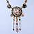 Vintage Inspired Black Crystal, Enamel Floral Medallion Pendant Necklace In Burn Gold Metal - 36cm Length/ 8cm Extension - view 4