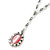 White Faux Pearl Y-Shape Necklace With Pink Cat Eye Oval Pendant In Silver Tone - 38cm L/ 8cm Ext - view 4