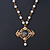 Victorian Style Floral Pendant With Gold Tone Beaded Chain - 56cm L/ 5cm Ext - view 10