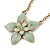 Mint Green Enamel Flower Pendant With Gold Tone Chain - 36cm Length/ 7cm Extension - view 3