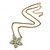 Mint Green Enamel Flower Pendant With Gold Tone Chain - 36cm Length/ 7cm Extension - view 2