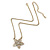 Beige Grey Enamel Flower Pendant With Gold Tone Chain - 36cm Length/ 7cm Extension - view 3