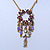 Vintage Inspired Purple Diamante Round Pendant With Dangles Gold Tone Chain Necklace - 38cm Length/ 7cm Extension - view 7