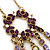 Vintage Inspired Purple Diamante Round Pendant With Dangles Gold Tone Chain Necklace - 38cm Length/ 7cm Extension - view 3