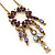 Vintage Inspired Purple Diamante Round Pendant With Dangles Gold Tone Chain Necklace - 38cm Length/ 7cm Extension - view 2