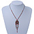 Cranberry Red Enamel Floral, Bead, Chain Pendant With 40cm L/ 7cm Ext Bronze Tone Acrylic Bead Chain - view 4