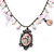 Vintage Inspired Enamel Floral Medallion With Pink Freshwater Pearl, Bows, Roses Chain In Pewter Tone - 40cm L/ 7cm Ext - view 6