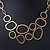 Matt Gold Oval Link, Geometric Necklace - 36cm L/ 5cm Ext - view 4