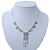 Light Green Enamel, Crystal, Floral Tassel Necklace In Silver Tone - 38cm L/ 5cm Ext - view 6