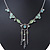 Light Green Enamel, Crystal, Floral Tassel Necklace In Silver Tone - 38cm L/ 5cm Ext - view 2