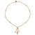 Delicate White Acrylic Bead Gold Tone Chain Necklace with Tassel - 50cm L - view 6