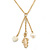 Delicate White Acrylic Bead Gold Tone Chain Necklace with Tassel - 50cm L - view 3