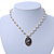 Floral Cameo Medallion Pendant On Faux Pearl Chain With T- Bar Closure In Gold Tone - 38cm L - view 3