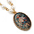 Floral Cameo Medallion Pendant On Faux Pearl Chain With T- Bar Closure In Gold Tone - 38cm L - view 2