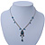 Vintage Inspired Blue Crystal, Filigree Pendant With Silver Tone Chain - 38cm L/ 5cm Ext - view 5