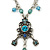 Vintage Inspired Blue Crystal, Filigree Pendant With Silver Tone Chain - 38cm L/ 5cm Ext - view 2