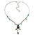 Vintage Inspired Blue Crystal, Filigree Pendant With Silver Tone Chain - 38cm L/ 5cm Ext - view 4