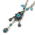 Vintage Inspired Blue Crystal, Filigree Pendant With Silver Tone Chain - 38cm L/ 5cm Ext - view 3