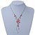 Pink Enamel Floral, Freshwater Pearl Necklace In Silver Tone - 38cm L/ 5cm Ext - view 3