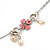 Pink Enamel Floral, Freshwater Pearl Necklace In Silver Tone - 38cm L/ 5cm Ext - view 6