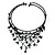 Chic Victorian/ Gothic/ Burlesque Black Acrylic Bead Bib Flex Choker Necklace - view 2