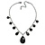 Victorian Style Black Acrylic Beads With Gun Metal Chain Necklace - 37cm L/ 7cm Ext - view 6