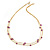 3 Strand Purple Bead Delicate Necklace In Gold Tone - 64cm Long - view 5