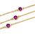 3 Strand Purple Bead Delicate Necklace In Gold Tone - 64cm Long - view 4